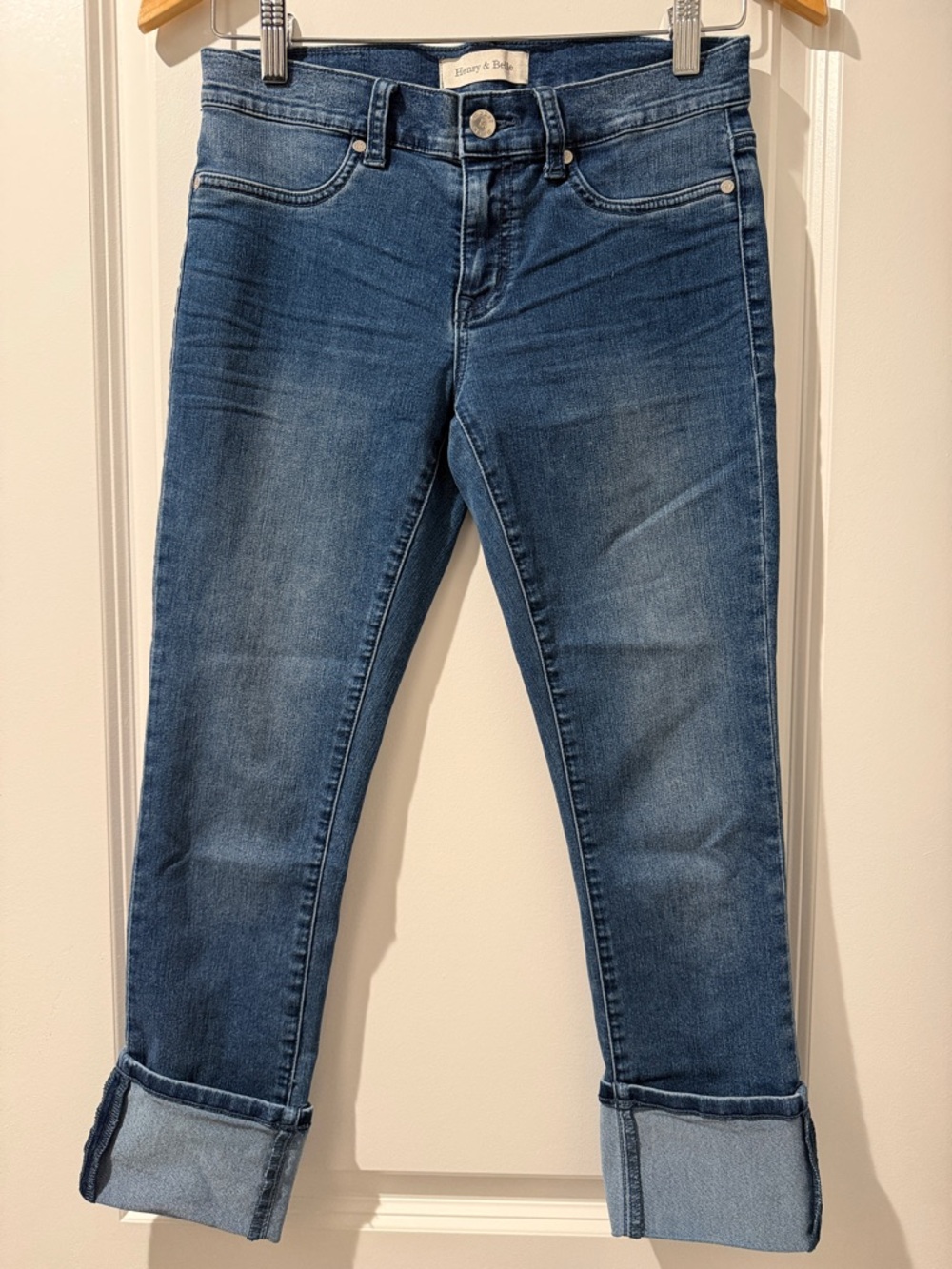 Henry & Belle Denim Cropped Cuffed Jeans - Medium Blue